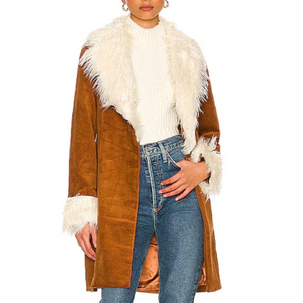 Show Me Your Mumu Tan with cream fur Penny Lane in Sienna Corduroy